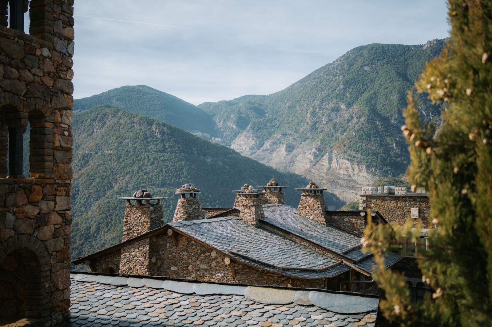 A road winding through Andorra's steep Pyrenean valleys
