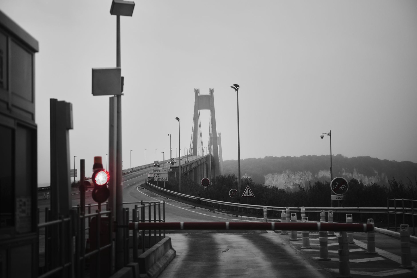 A toll barrier on a French road