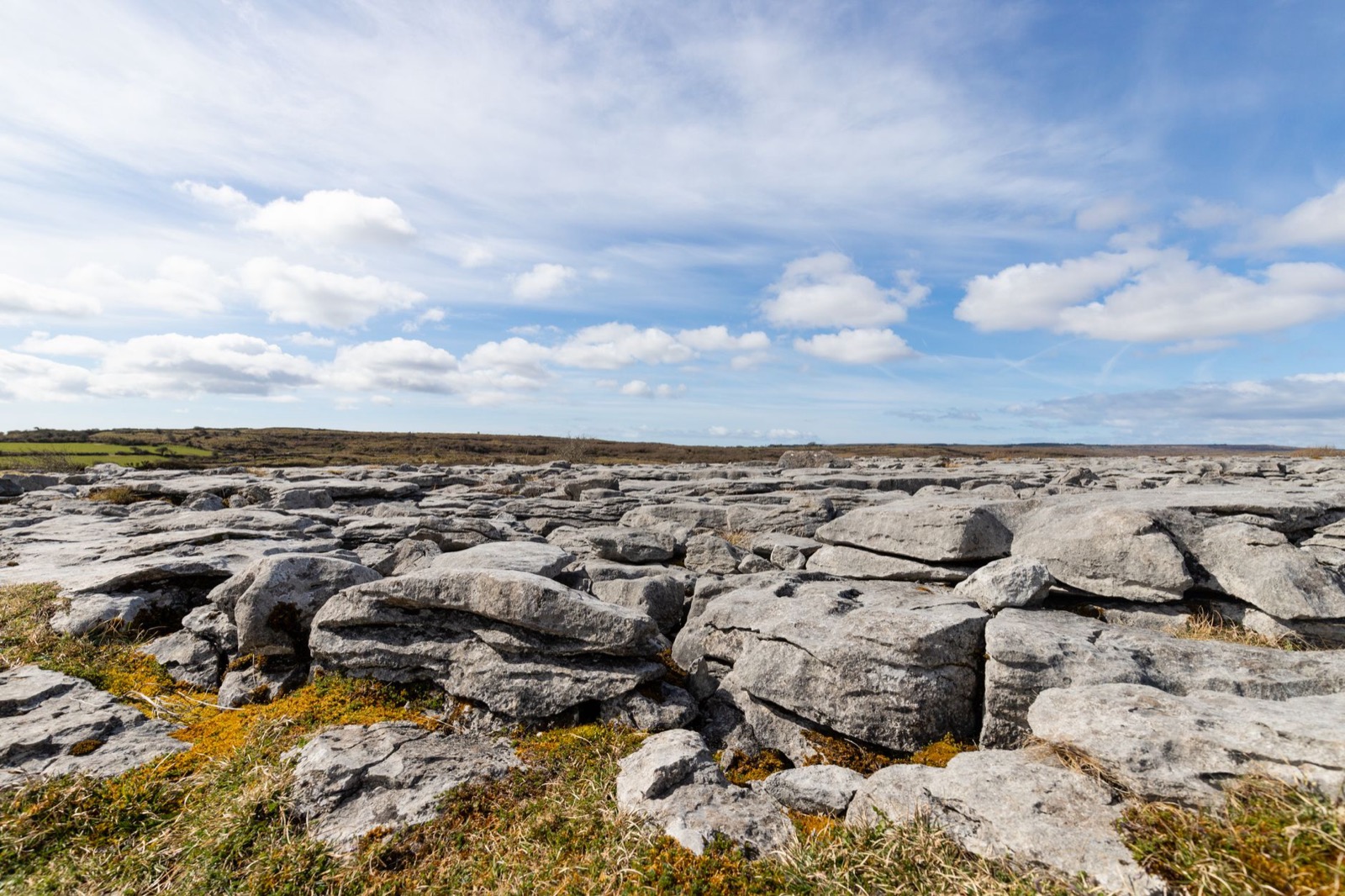 Limestone pavement of the Burren running down to the Atlantic in County Clare