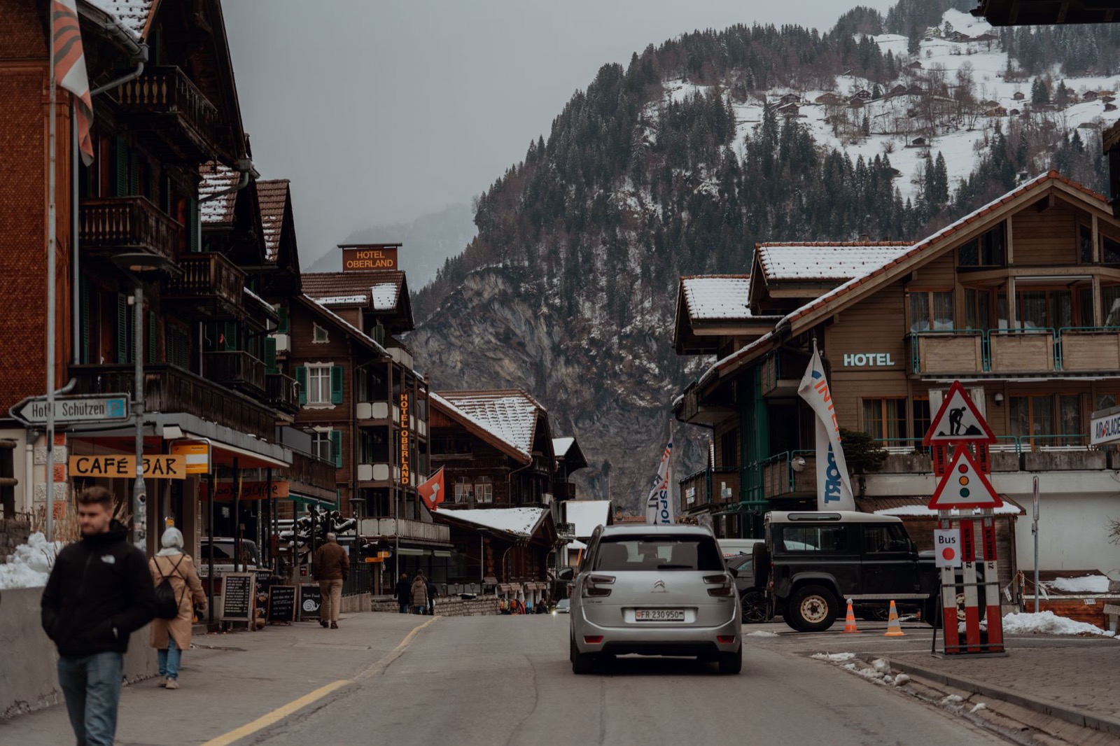 A small grocery shop on a quiet alpine village street