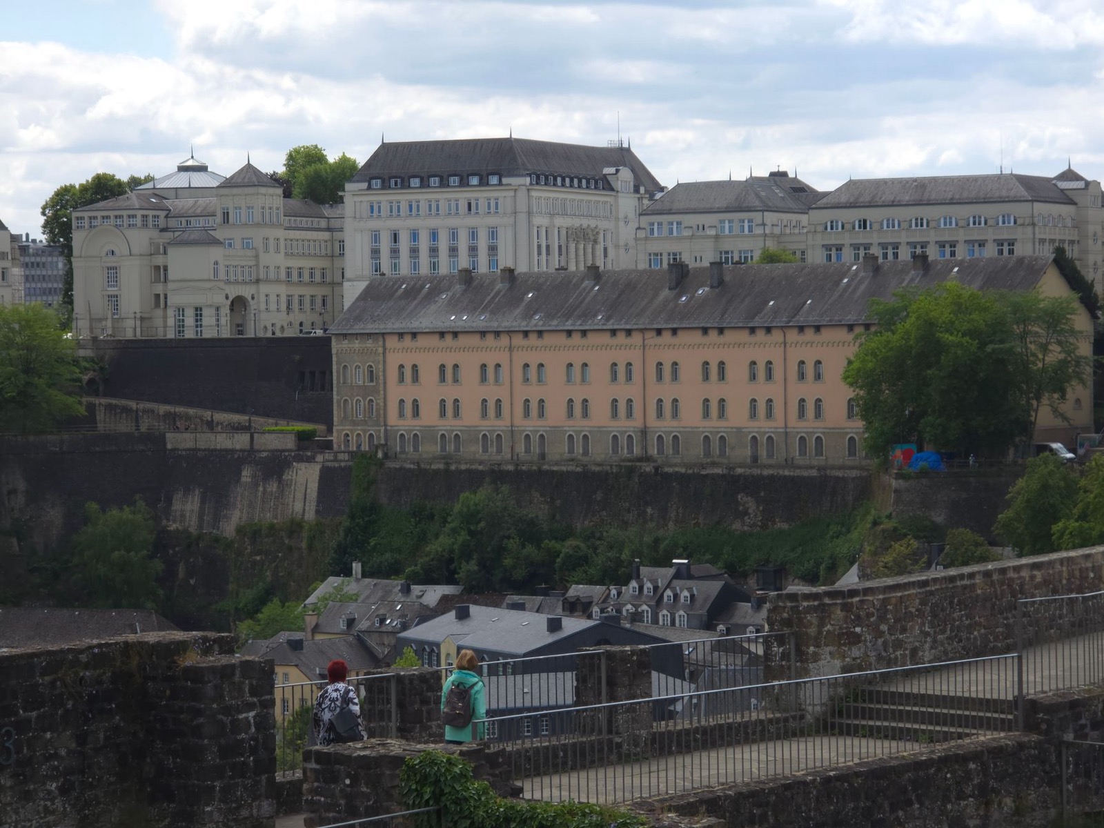 Stone fortifications and old houses along the Corniche in Luxembourg City