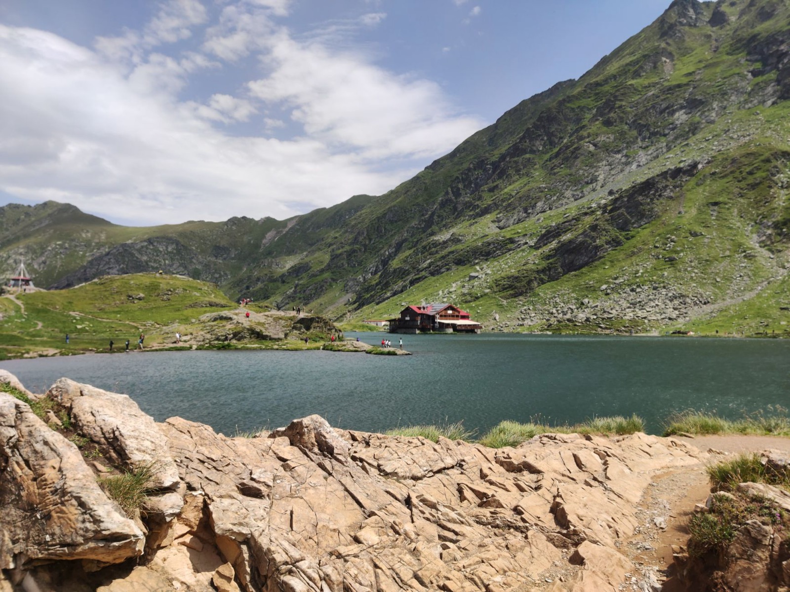 The Fagaras ridge above the glacial lake at Balea Lac in the Carpathians