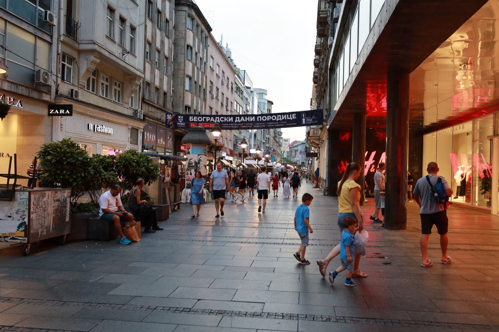 The Knez Mihailova pedestrian street in Belgrade on a summer evening